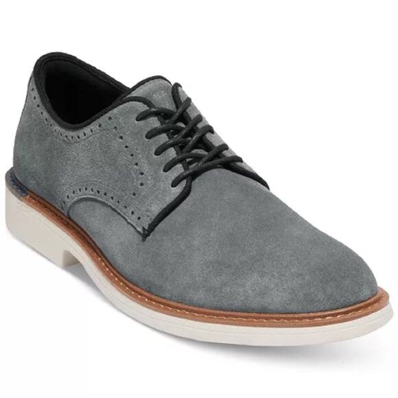 MENS COLE HAAN Soft Blue Suede Leather White Tan Black Derby Oxford Lace Up 8.5 main image 5